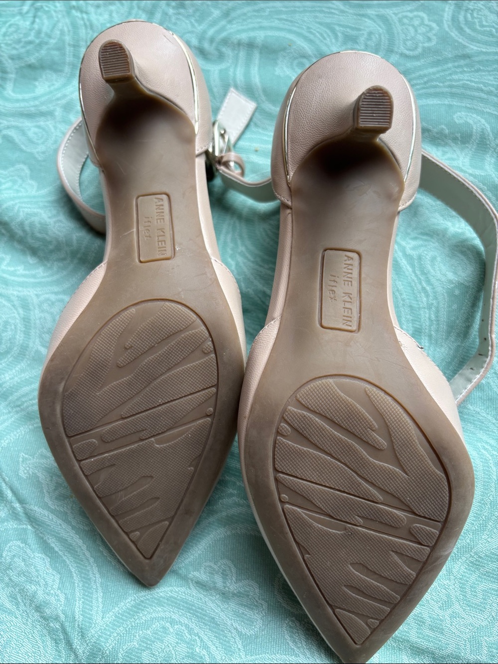 Anne Klein beige Pointed-Toe Ankle-Strap Heels - Picture 6 of 8
